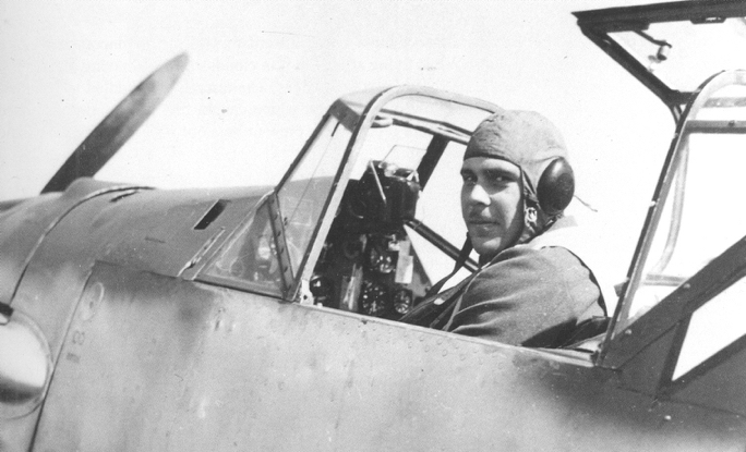 Lt Albert Striberny in cockpit