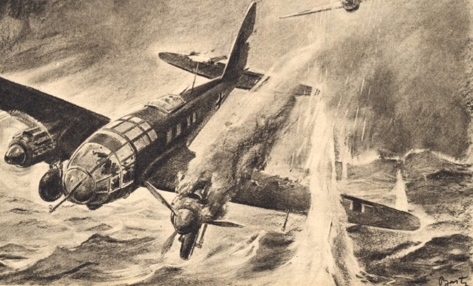 1 He 111 crashing into sea